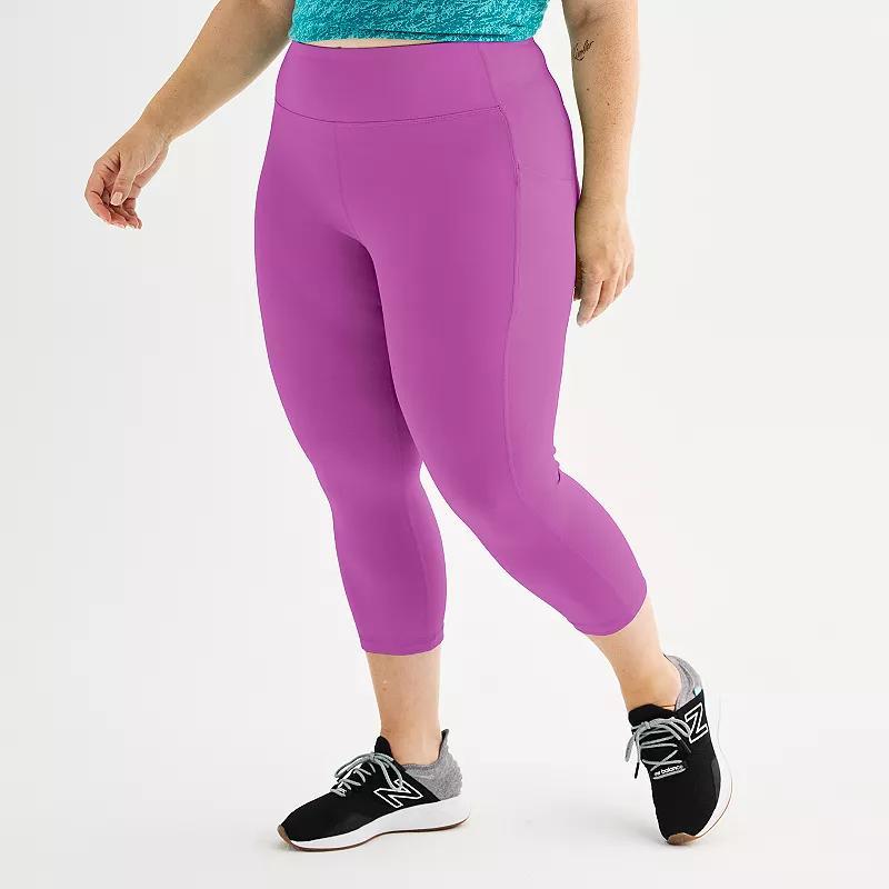 Plus Size Tek Gear Ultrastretch Pocket High-Waisted Capri Leggings, Womens Product Image