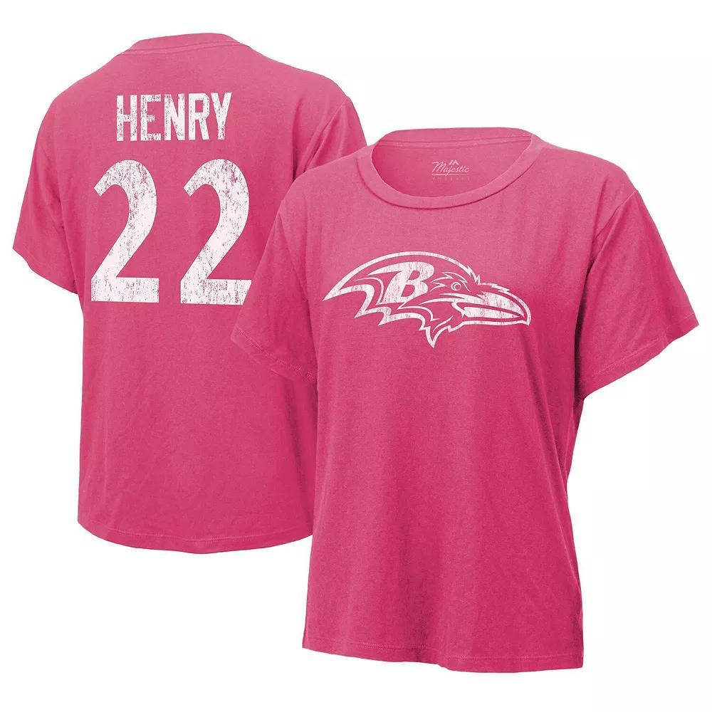 Women's Majestic Threads Derrick Henry Pink Baltimore Ravens Name & Number T-Shirt,  Product Image