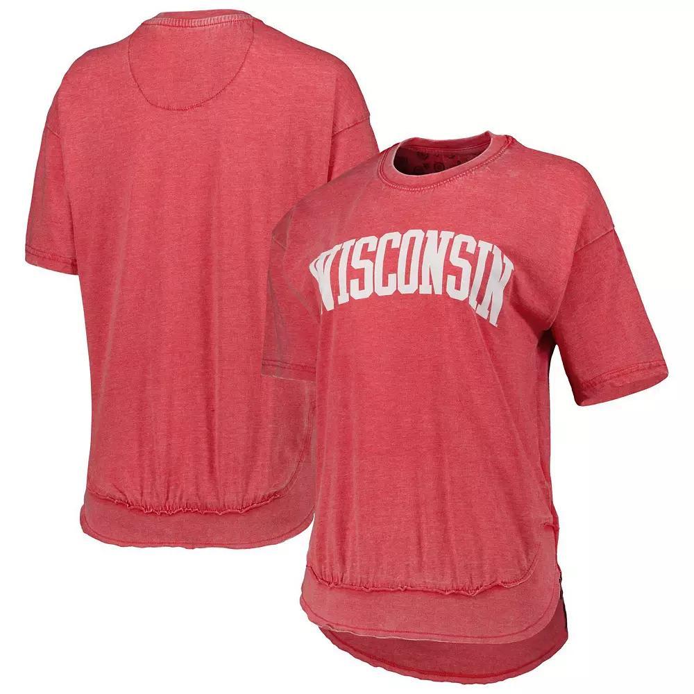 Women's Pressbox Heather Red Wisconsin Badgers Arch Poncho T-Shirt,  Product Image