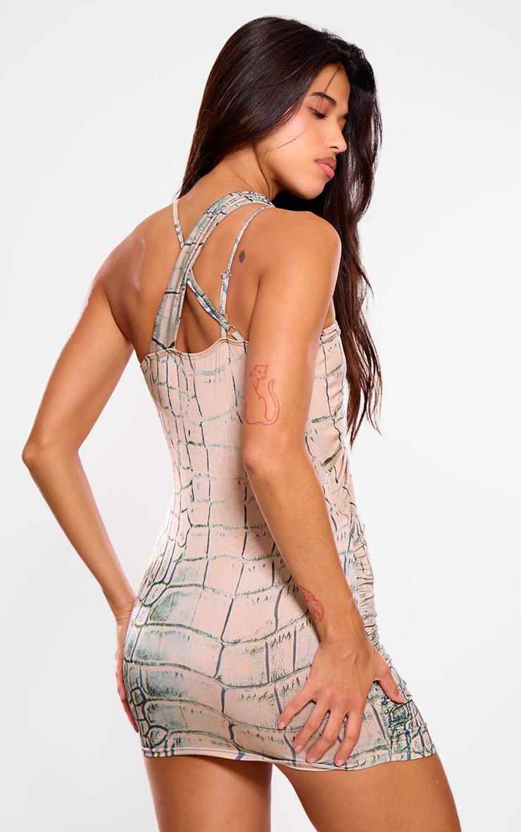 Nude Snake Print Extreme Cut Out Mini Dress Product Image