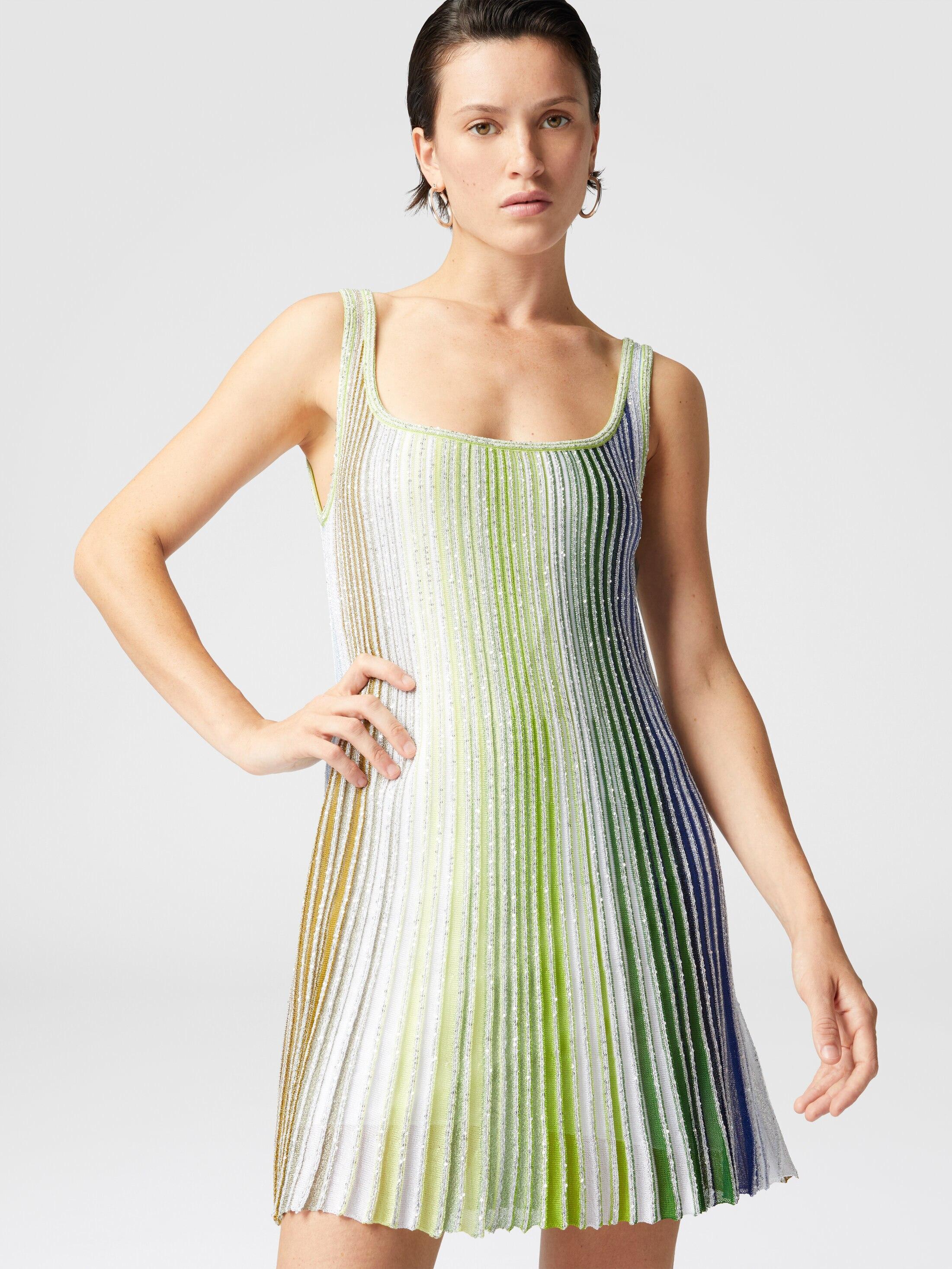 Striped flared mini-dress with sequins Product Image