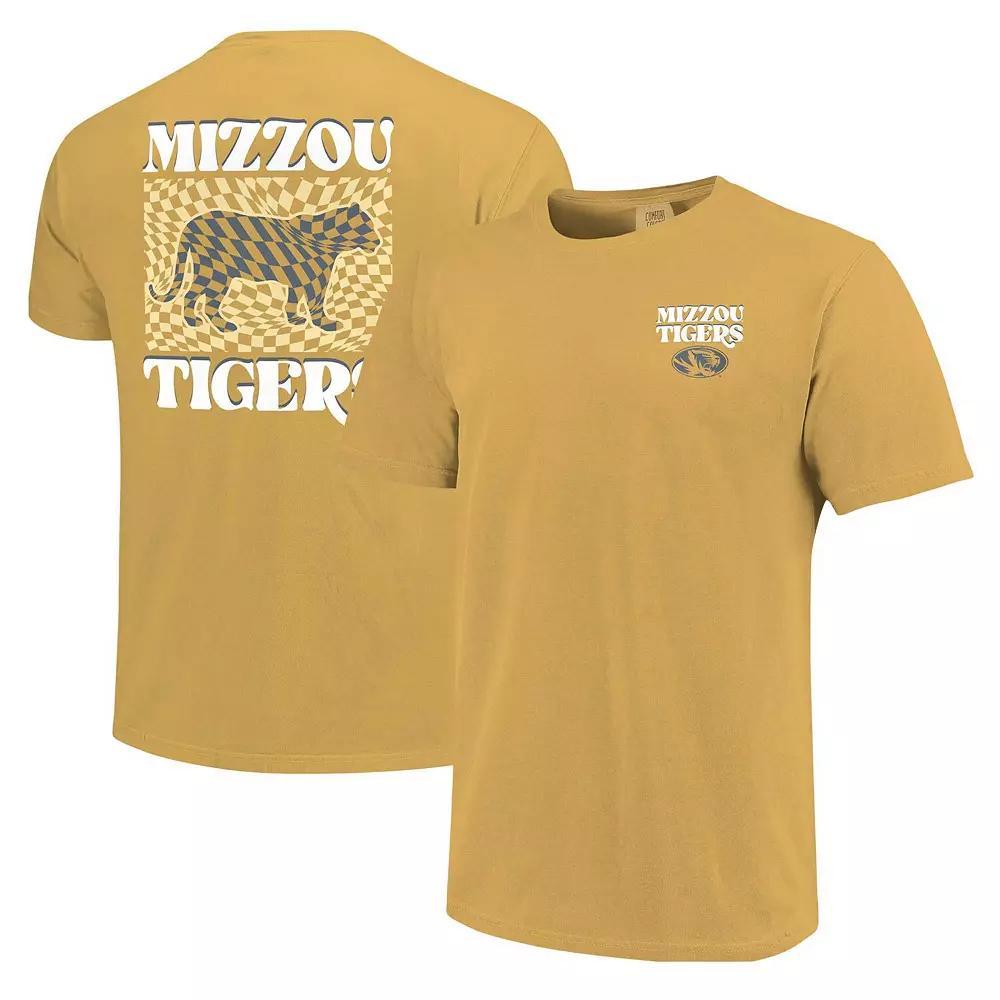 Women's Gold Missouri Tigers Comfort Colors Checkered Mascot T-Shirt, Size: Medium Product Image