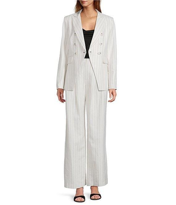 Antonio Melani Coordinating Aurora Linen Stripe Notch Lapel Set-In Sleeve Jacket Product Image