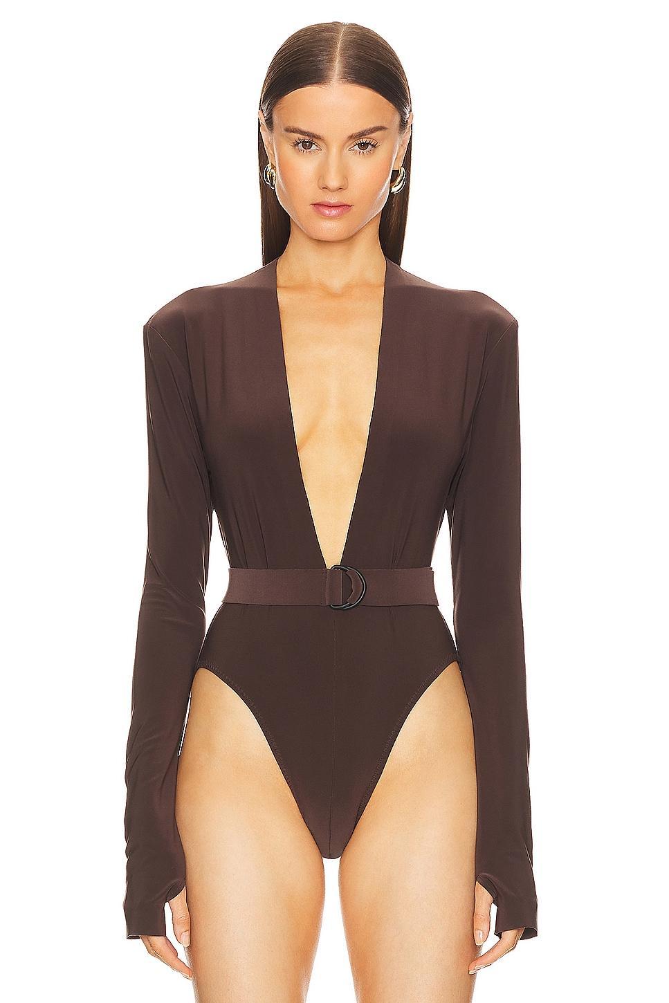 x REVOLVE Deep V Neck Bodysuit Norma Kamali Product Image