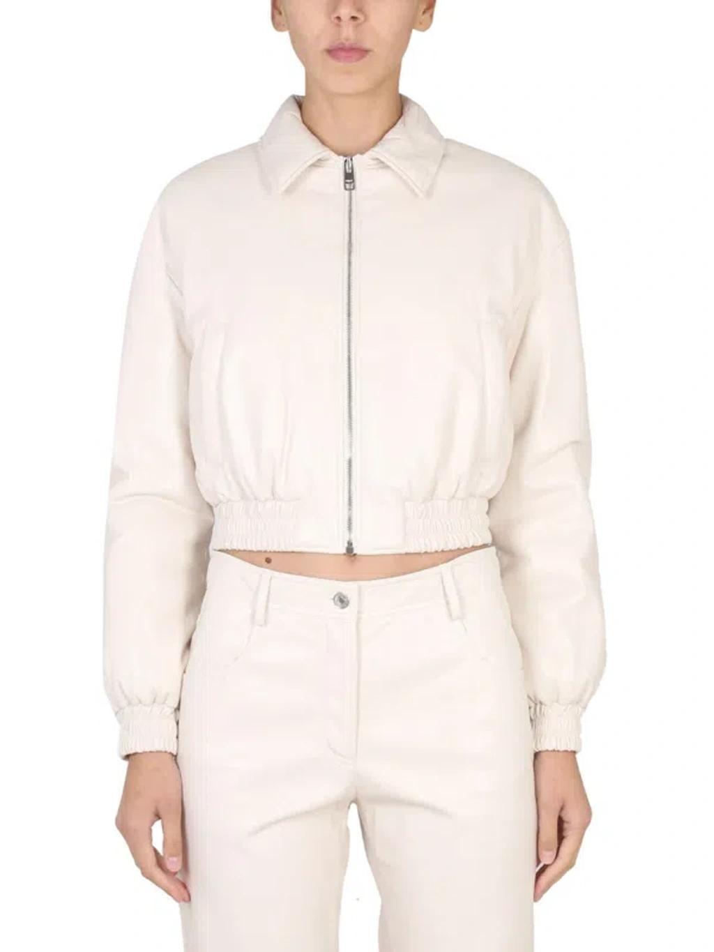 MSGM Jacket With Classic Collar In Beige Product Image