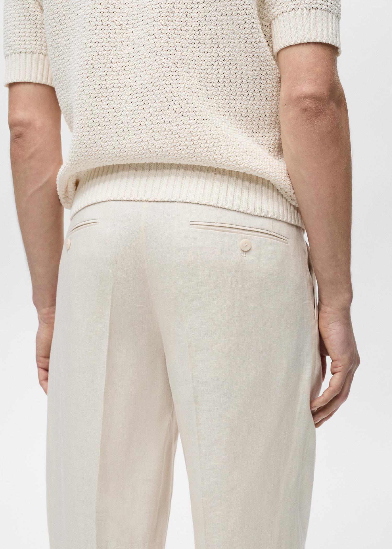 100% linen pleated pants - Men | MANGO USA Product Image