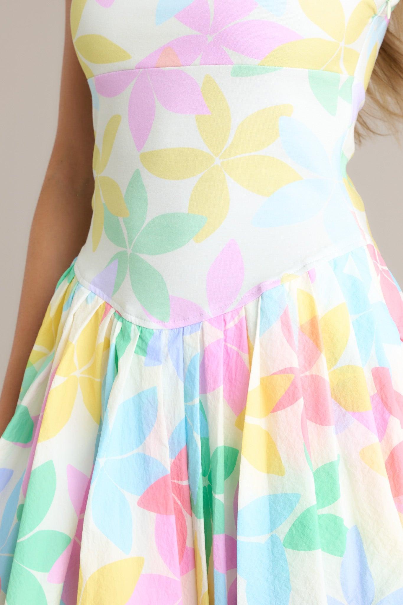 Buzzin' About Pastel Floral Print Pleated Tennis Dress Product Image