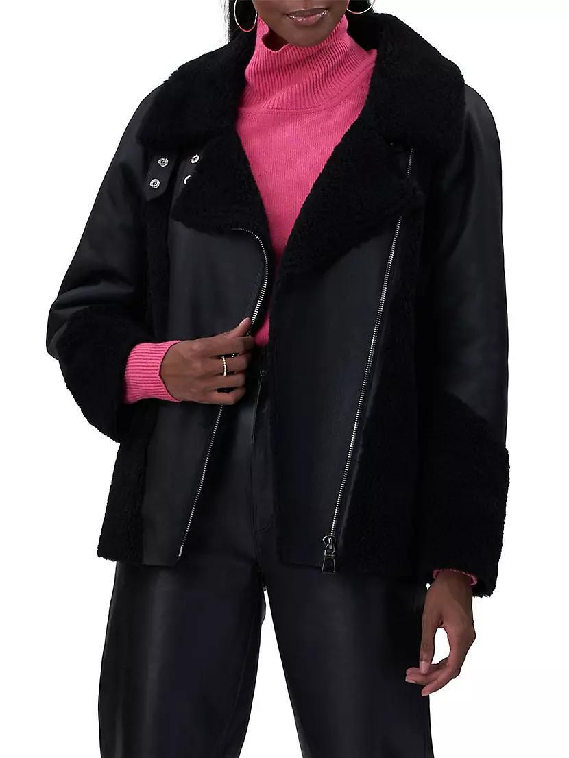 Shearling Lamb Zip Moto Jacket Product Image