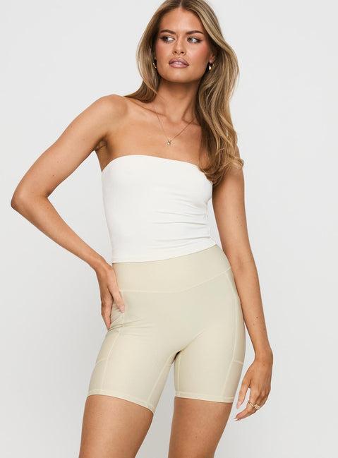 Power Activewear Rib Shorts Latte Product Image