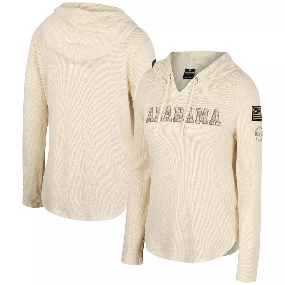 Women's Colosseum Cream Alabama Crimson Tide OHT Military Appreciation Casey Raglan Long Sleeve Hoodie T-Shirt,  Product Image