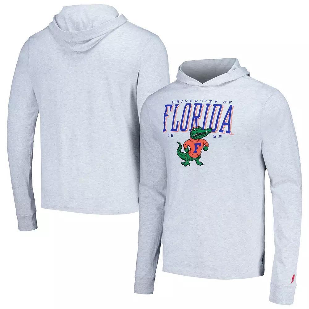 Men's League Collegiate Wear Ash Florida Gators Team Stack Tumble Long Sleeve Hooded T-Shirt,  Product Image