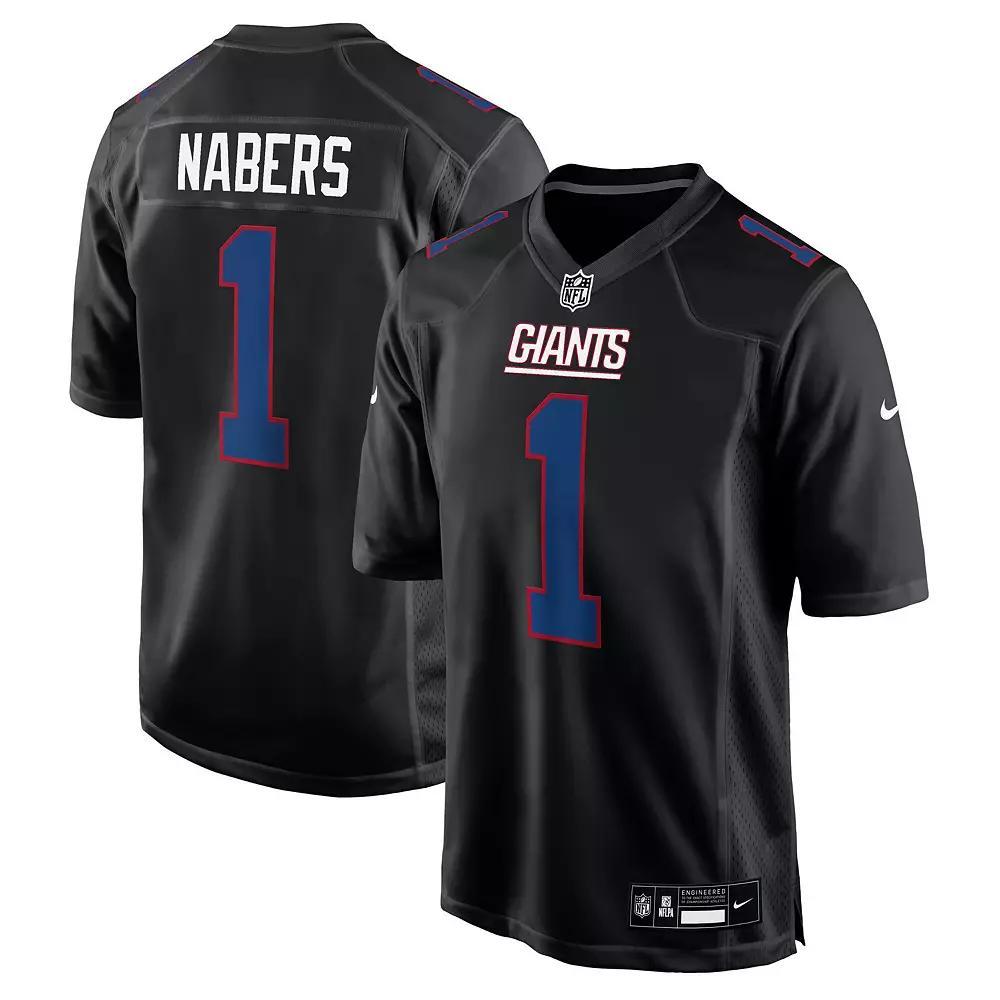 Men's Nike Malik Nabers Carbon Black New York Giants Fashion Jersey, Size: 2XL Product Image