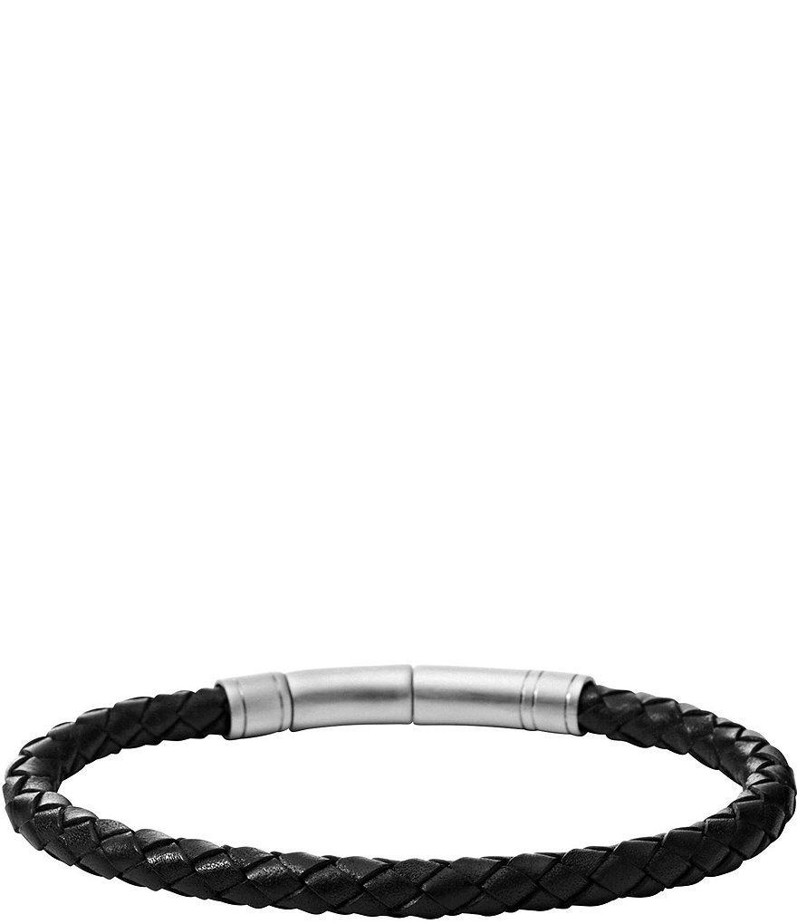 Fossil Men's Skinny Braid Leather Adjustable Bracelet Product Image