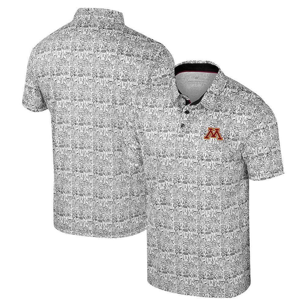 Men's Colosseum Black Minnesota Golden Gophers It's Time! Allover Print Polo, Size: Medium Product Image