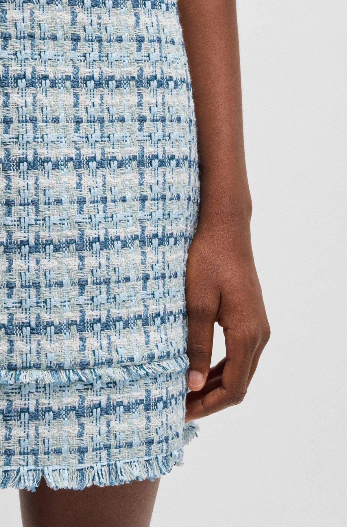 Slim-fit tweed mini skirt with fringing Product Image
