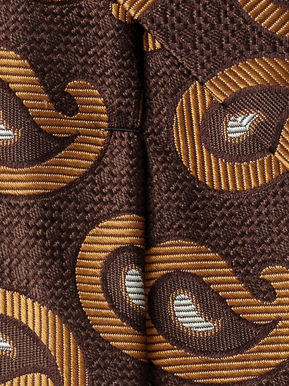 Paisley Deco Woven Silk Tie - Brown/gold Product Image