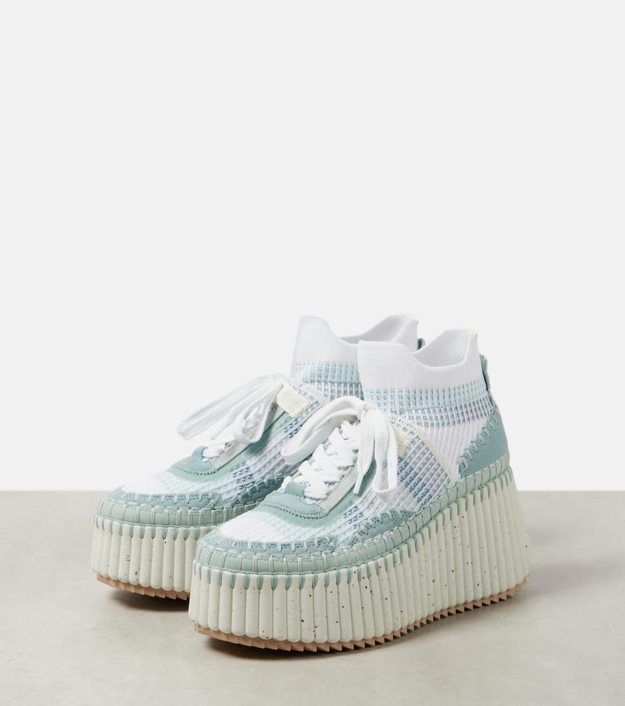 CHLOÉ Nama Wedge Sneaker In Blue Product Image