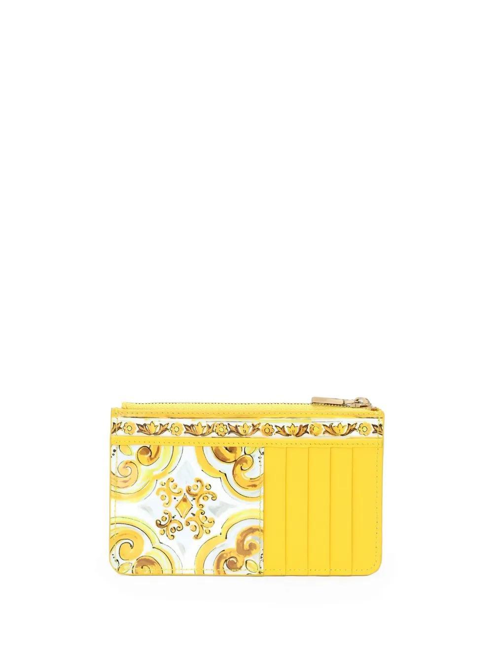 DOLCE & GABBANA Majolica-print Leather Cardholder In Hg3ob Product Image