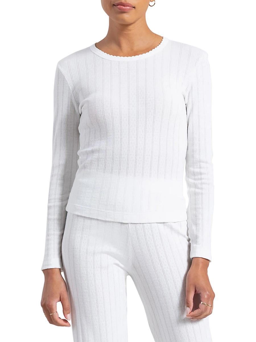 Womens Pointelle Long-Sleeve Top Product Image