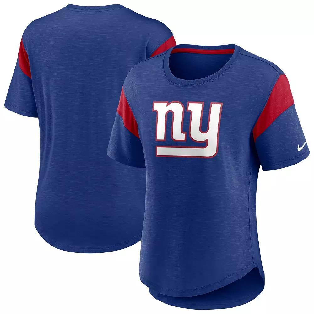 Women's Nike Heathered Royal New York Giants Primary Logo Slub Fashion Top, Size: Medium, Blue Product Image