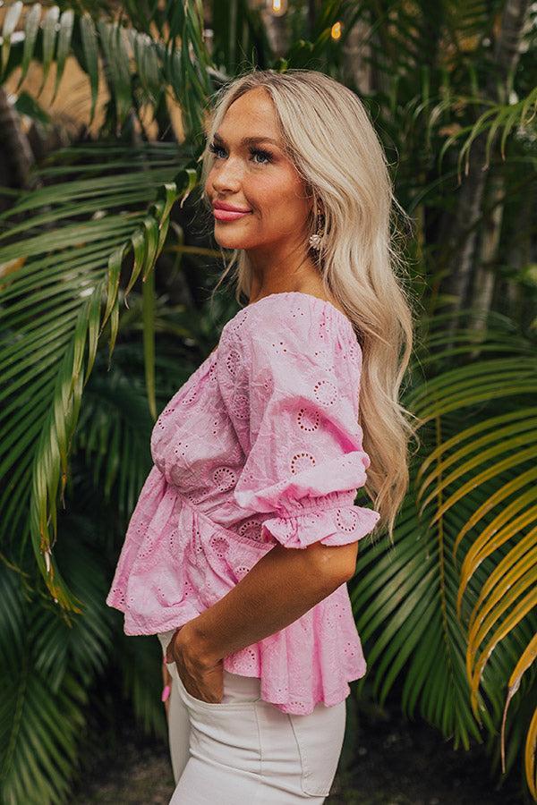 The Next Chapter Eyelet Top In Pink Product Image