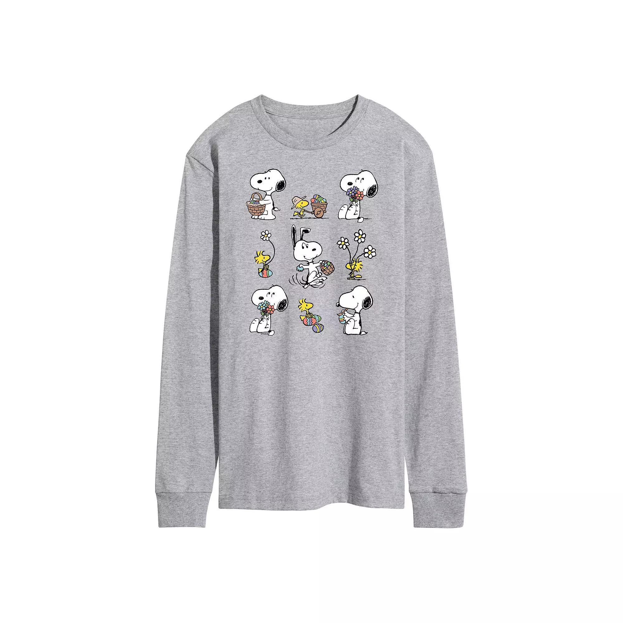 Men's Peanuts Snoopy Woodstock Spring Long Sleeve Graphic Tee, Size: Small, Grey Gray Product Image