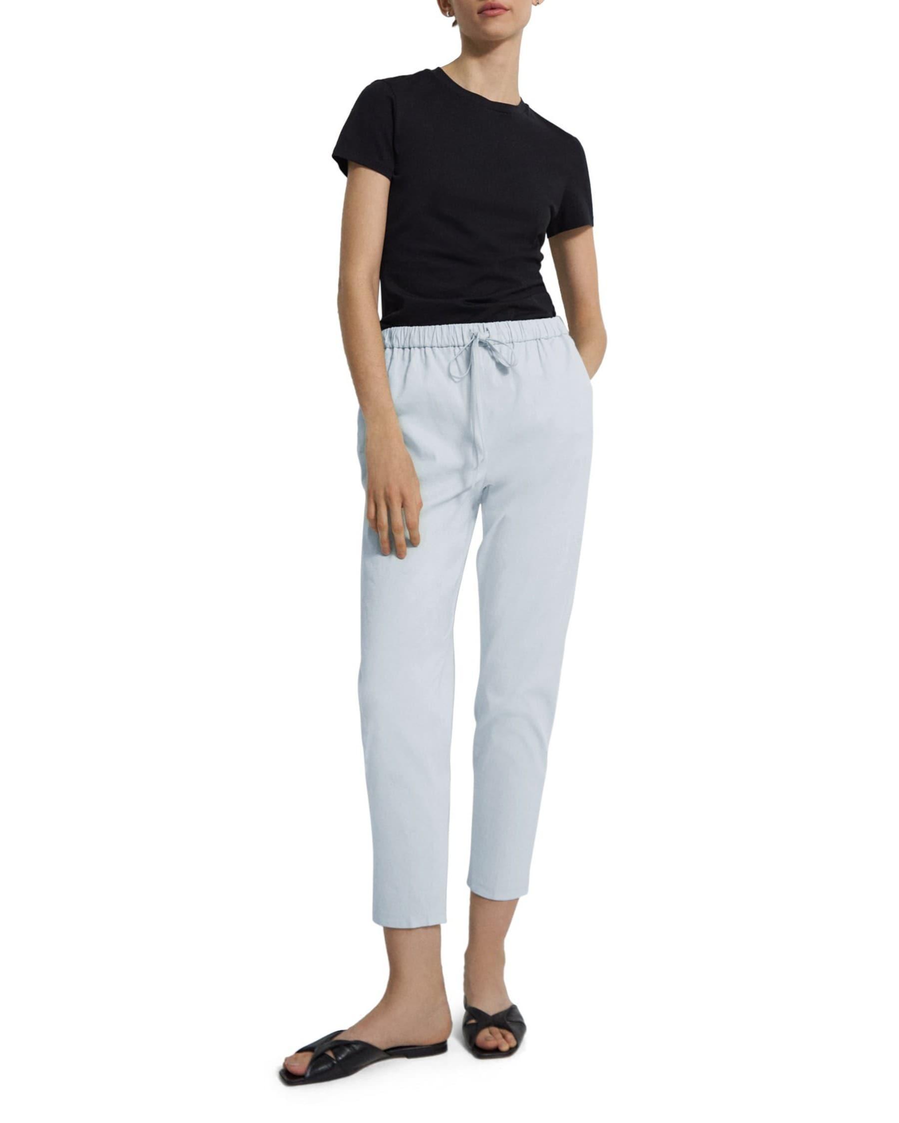 Slim Cropped Pull-On Jogger in Stretch Linen Product Image