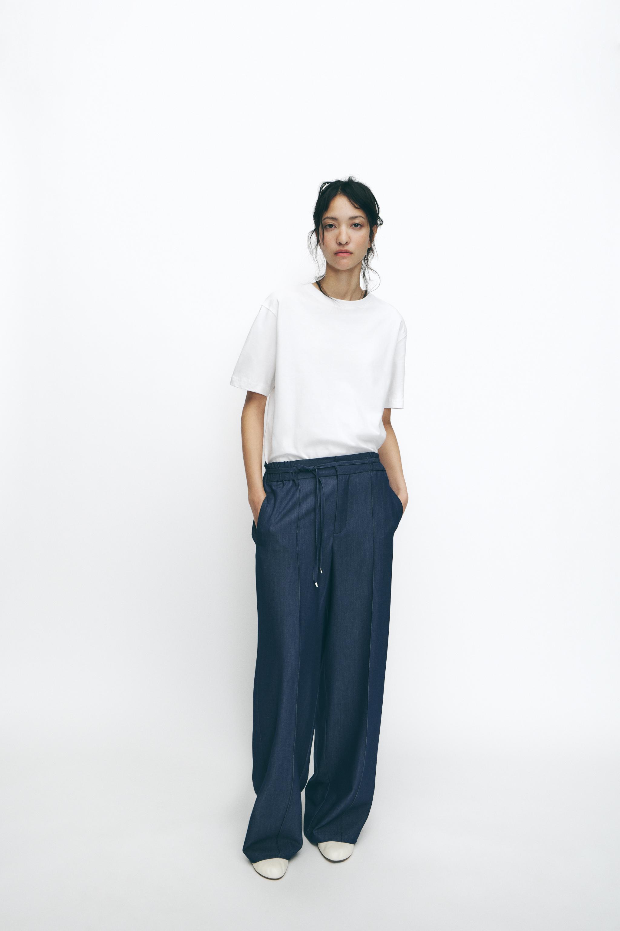 ELASTIC WAIST WIDE LEG PANTS Product Image