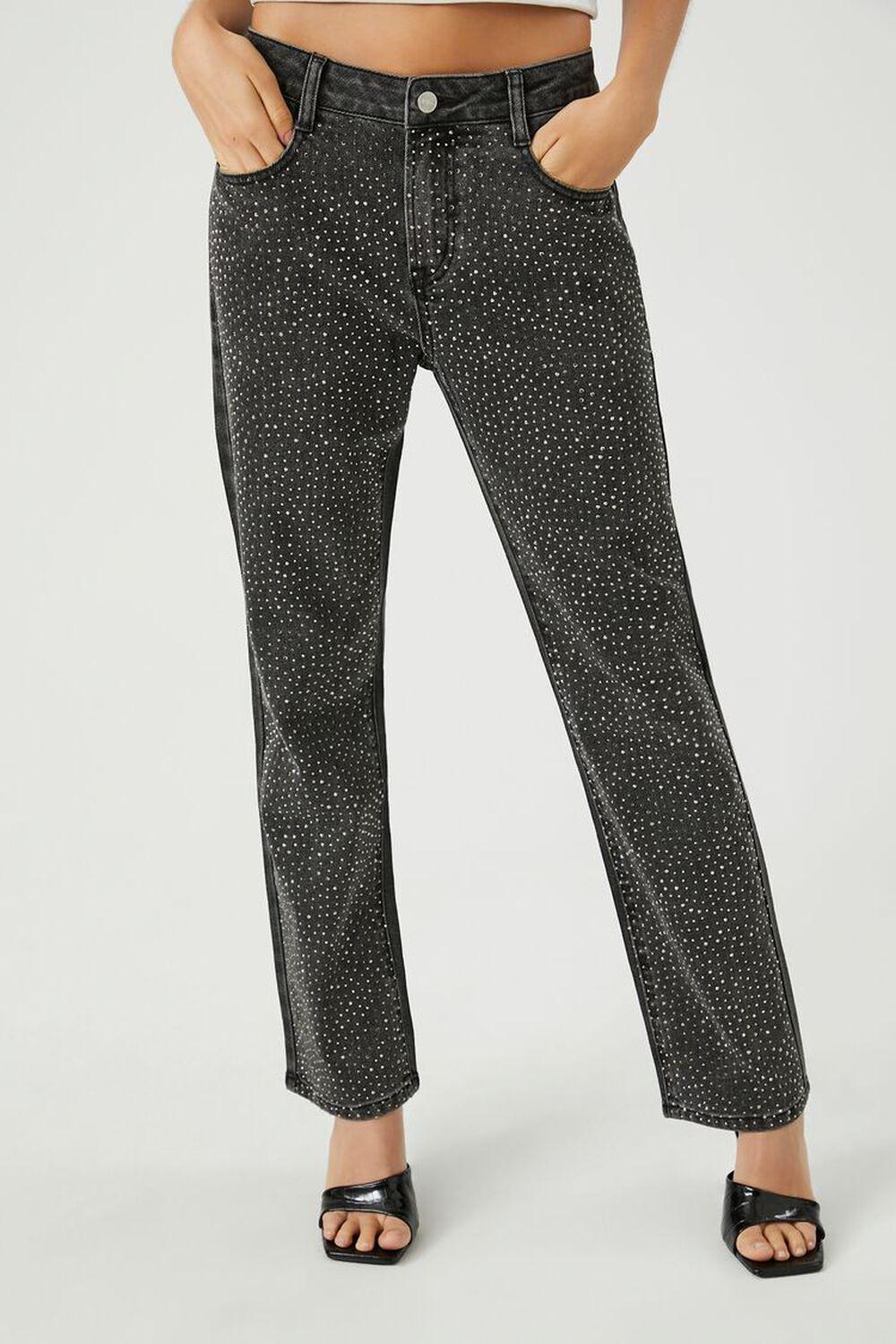 Rhinestone Straight-Leg Jeans | Forever 21 Product Image