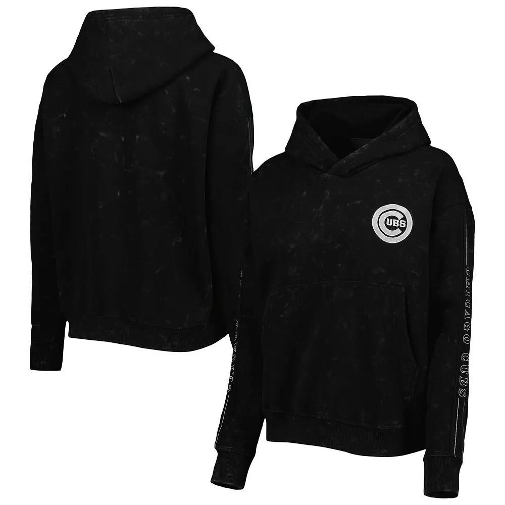 Women's The Wild Collective Black Chicago Cubs Marble Pullover Hoodie, Size: Large Product Image