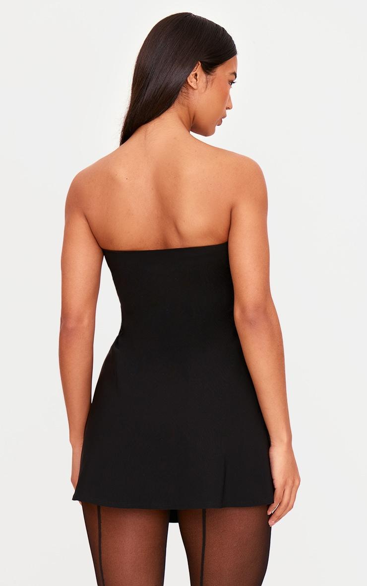 Black Stretch Woven Bandeau Mini Shift Dress Product Image