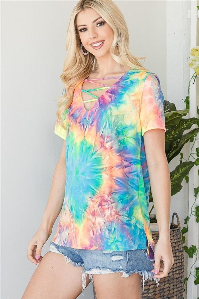 Tie Dye Crisscrossed Top Product Image