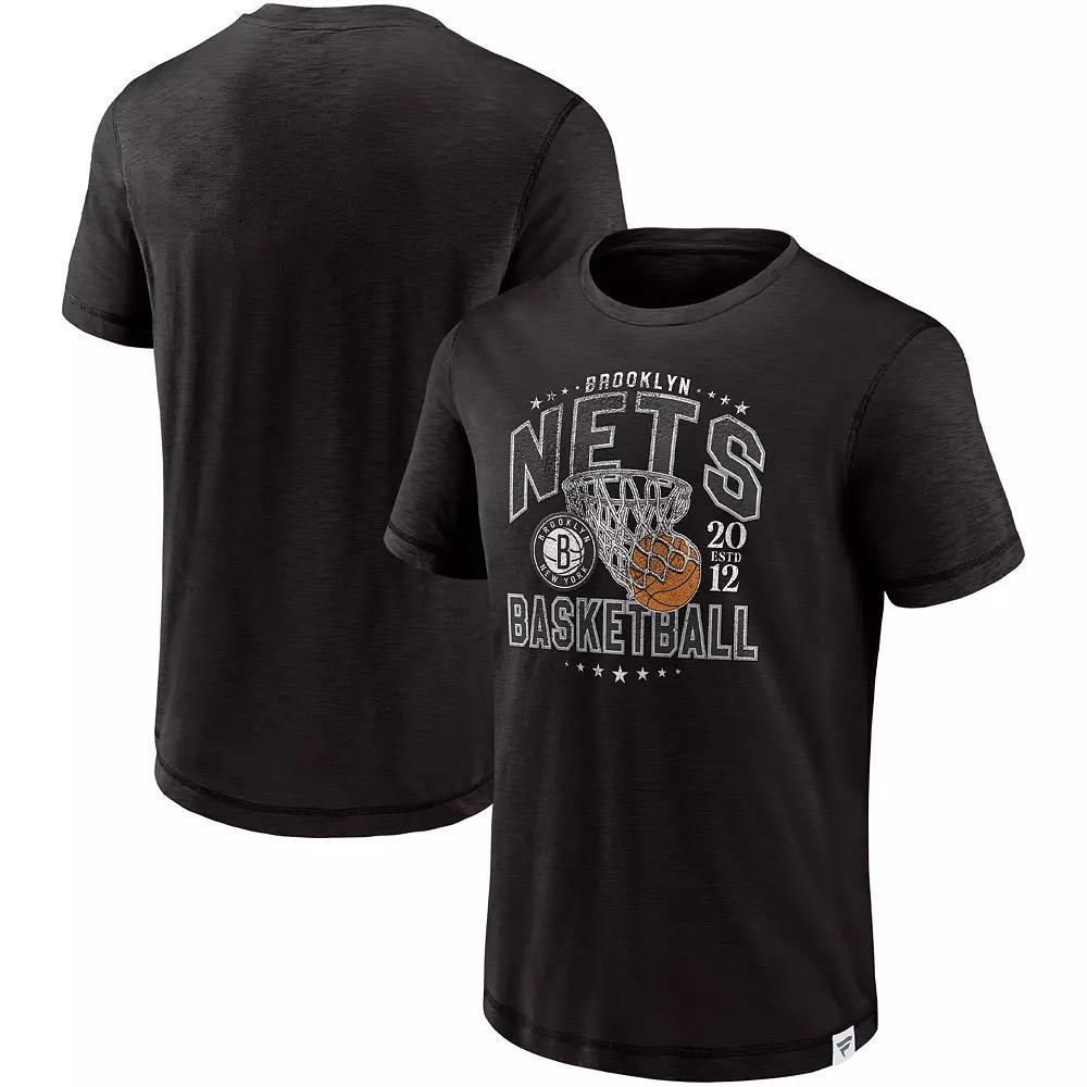 Men's Fanatics Branded Black Brooklyn Nets Reinforce True Classics Vintage Slub T-Shirt,  Product Image