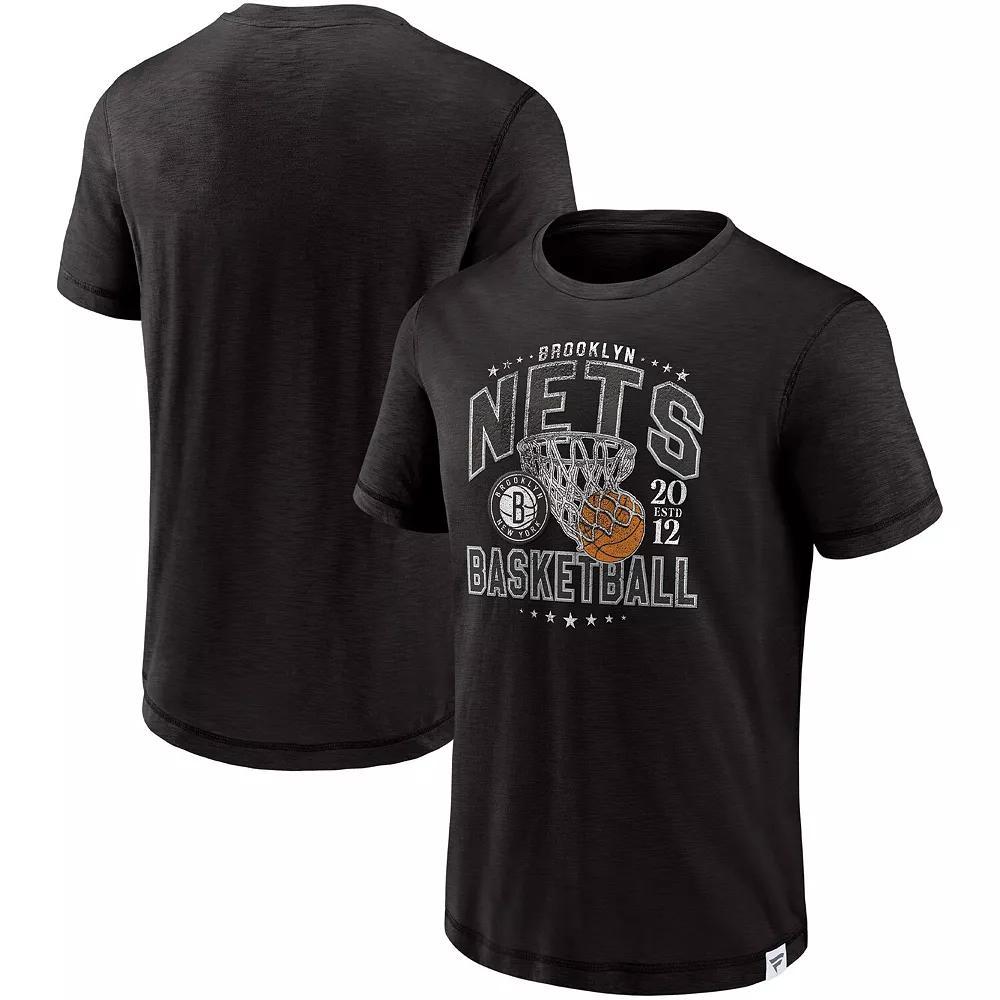 Men's Fanatics Branded Black Brooklyn Nets Reinforce True Classics Vintage Slub T-Shirt,  Product Image