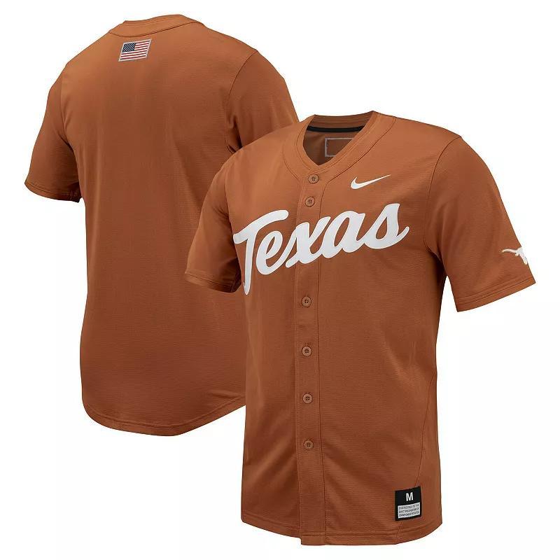 Nike Mens Texas Longhorns Replica Full-Button Baseball Jersey - Texas Orange Product Image