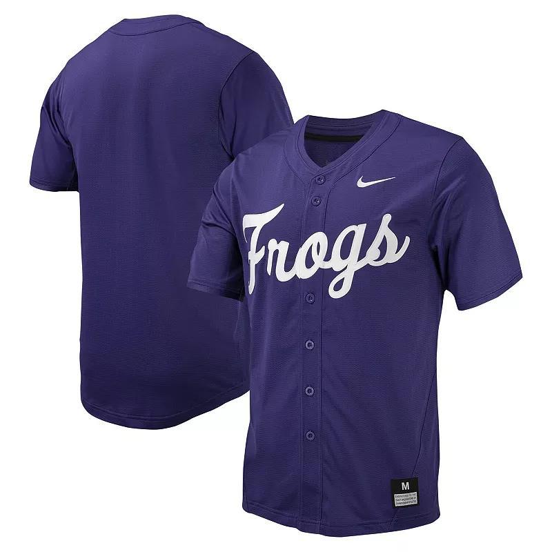 Mens Nike TCU Horned Frogs Replica Full-Button Baseball Jersey Product Image