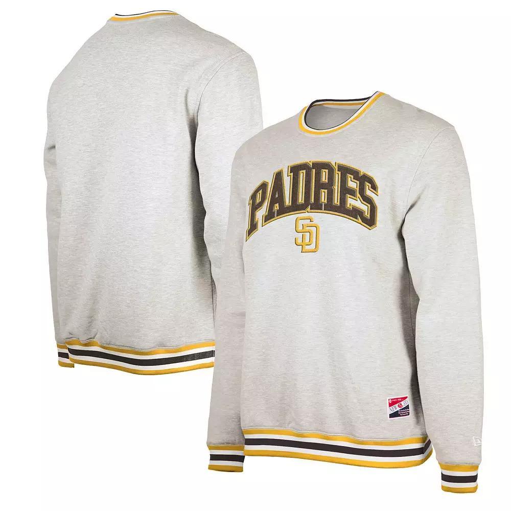 Men's New Era Heather Gray San Diego Padres Throwback Classic Pullover Sweatshirt, Size: 3XL, Grey Product Image