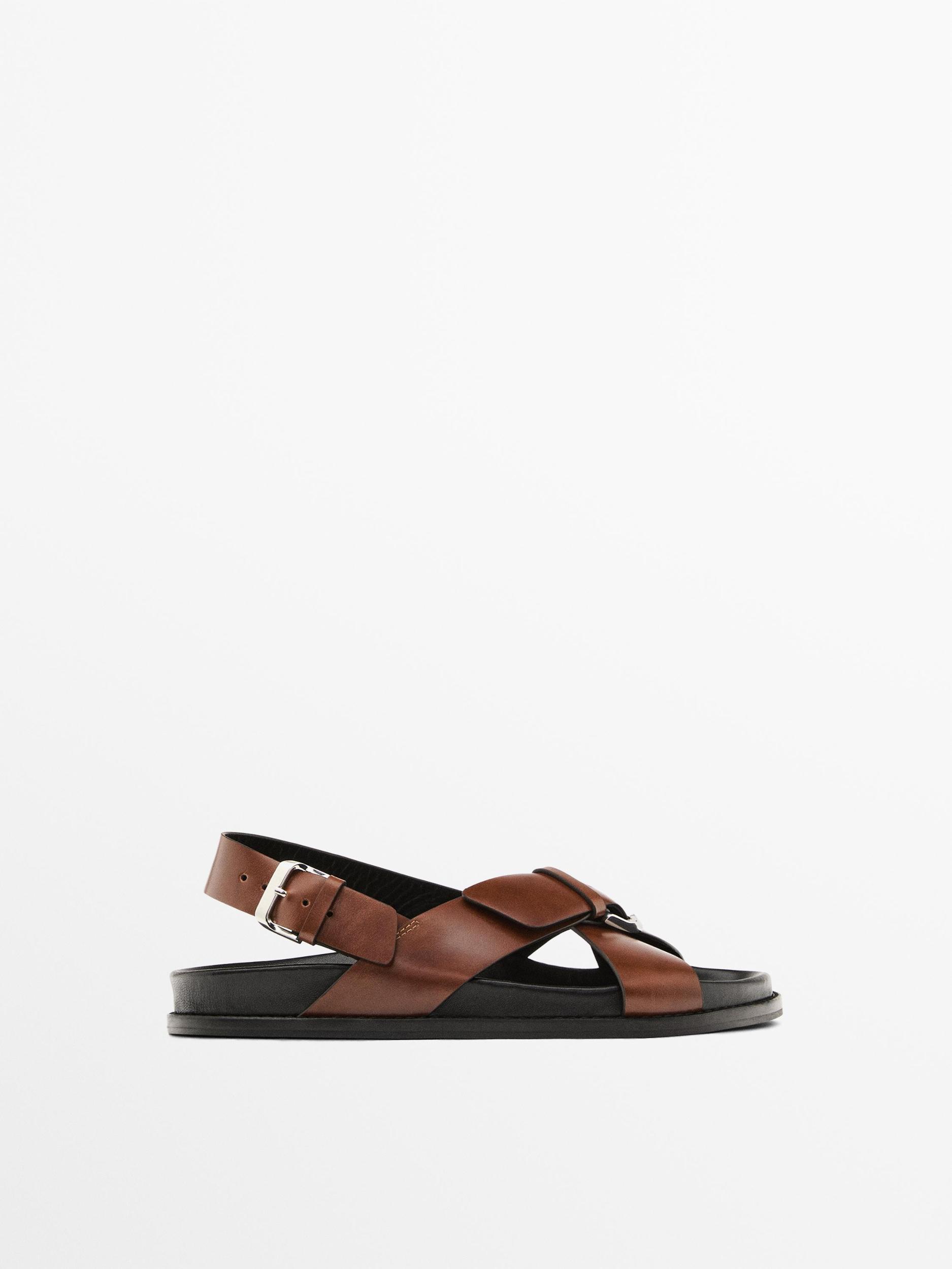 Leather crossover sandals Product Image