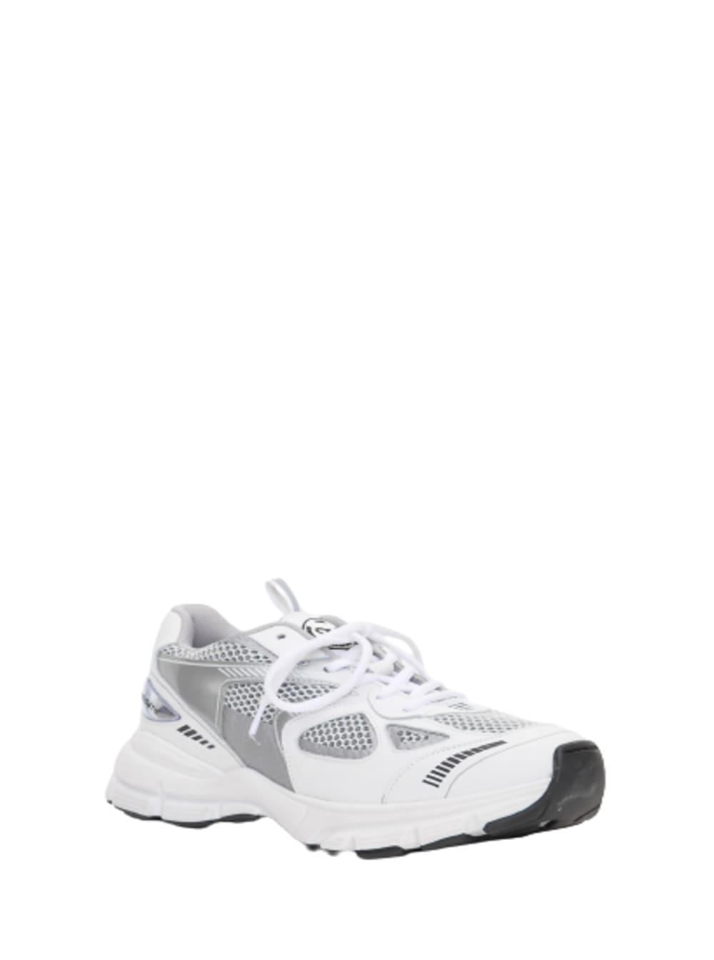 AXEL ARIGATO Marathon Runner Silver And White Sneakers Wth Logo In Leather Blend Man Product Image