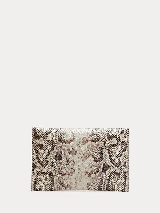 Snake-Print Italian Leather Envelope Pouch Product Image