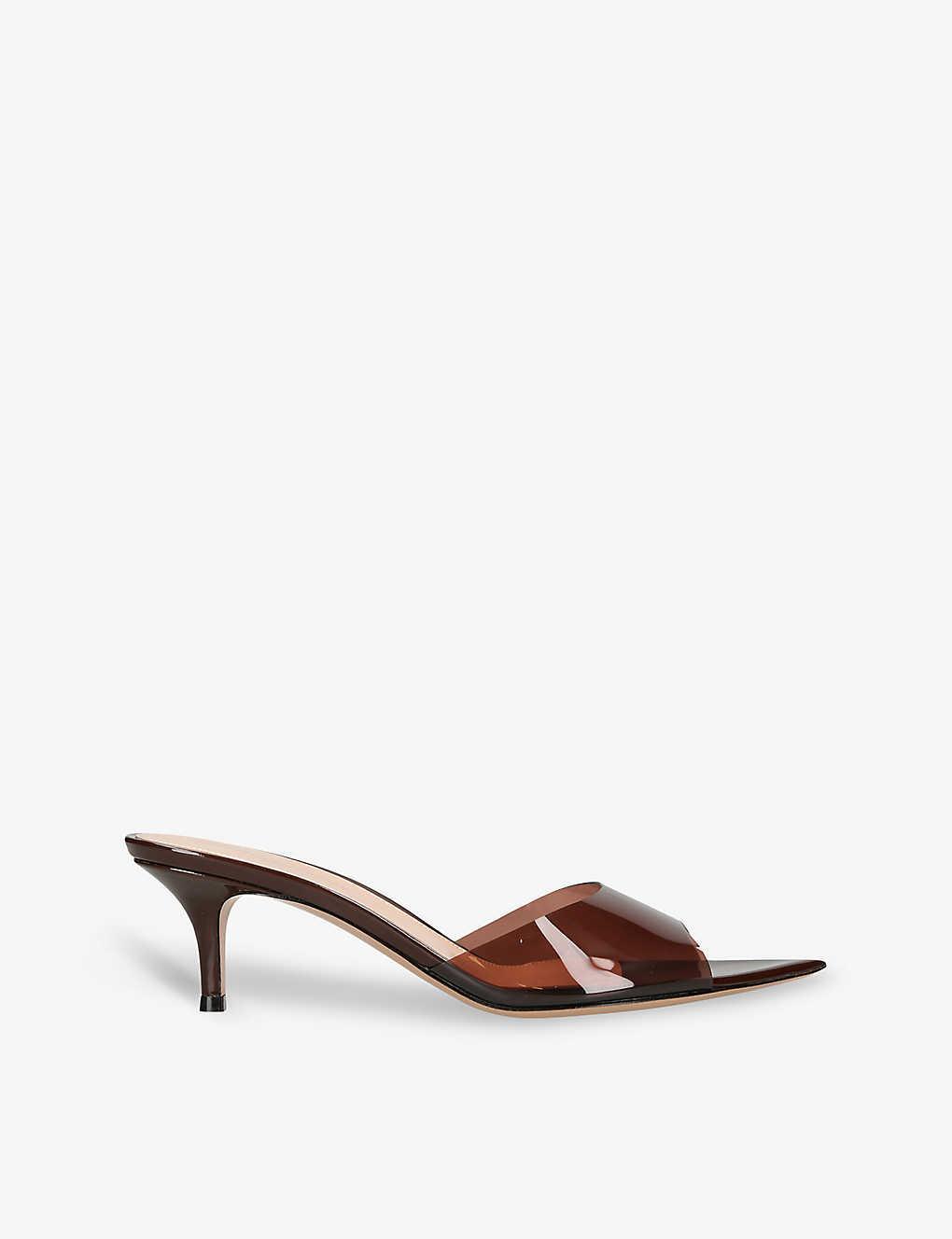 GIANVITO ROSSI Womens Brown Vernice Open-toe Pvc Heeled Mules Product Image