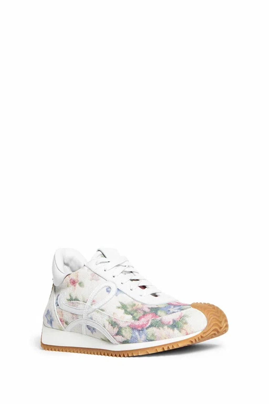 Flow Retro Floral Runner Sneakers In White Product Image