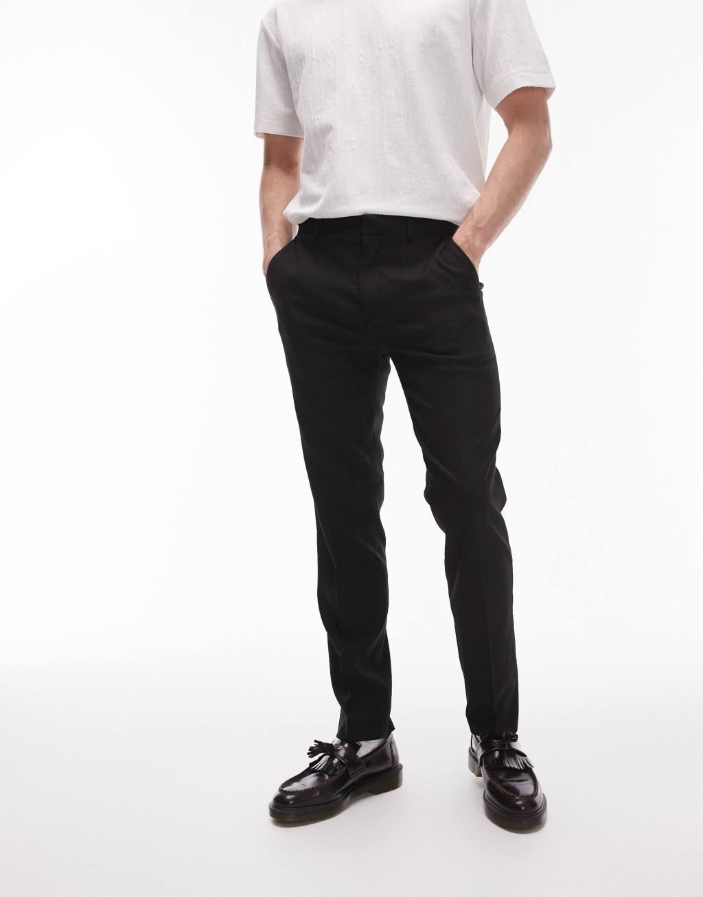 Topman stretch slim textured suit pants Product Image