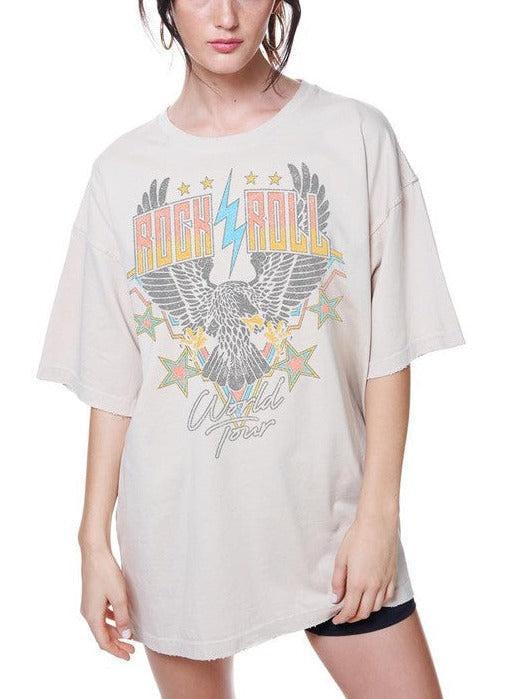 Rock and Roll Oversize Vintage Graphic Tee Product Image