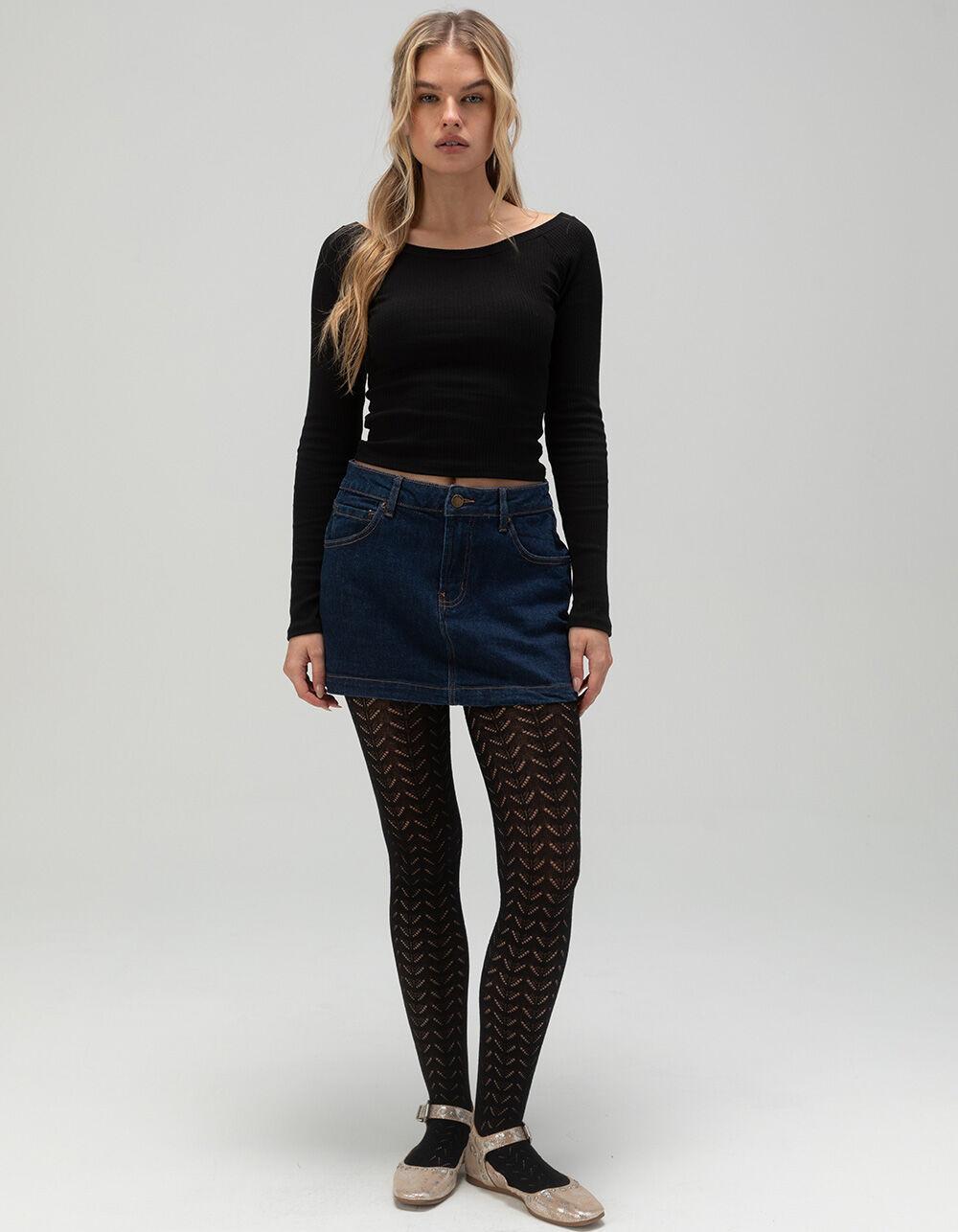 TILLYS Ballet Neck Womens Long Sleeve Top  - BLACK Product Image