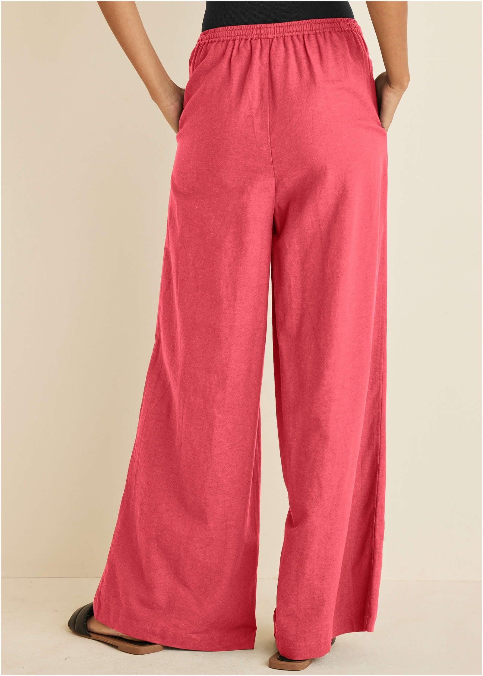 Linen Wide Leg Pant - Coral Product Image