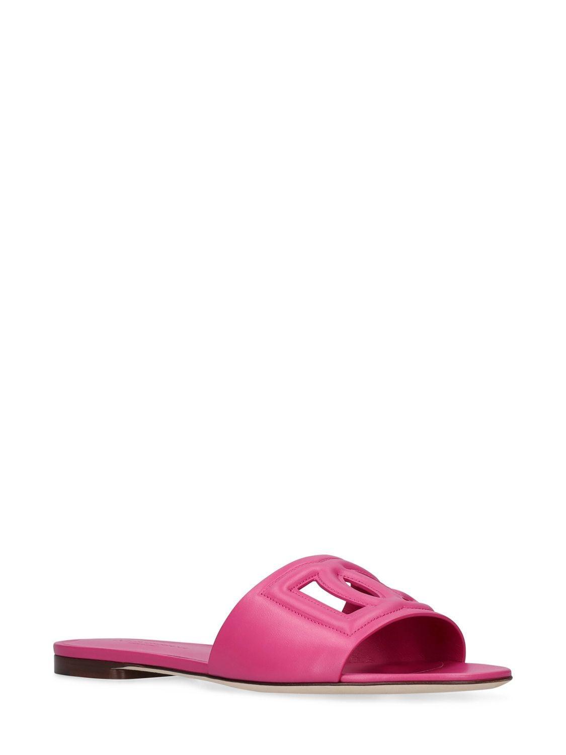 DOLCE & GABBANA Cutout Dg Flat Slide Sandals In Pink Product Image