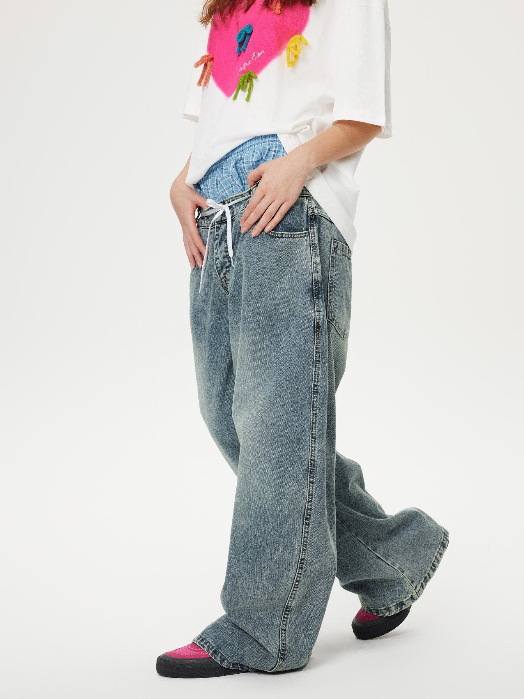 Aelfric Eden Double Waist Loose Sagging Jeans Product Image