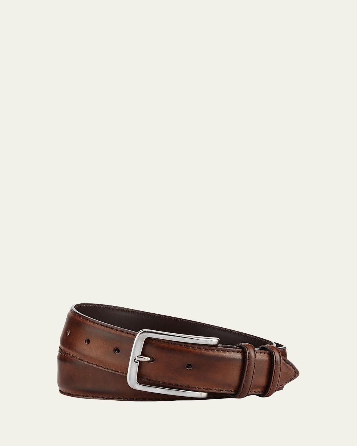 Mens 35mm Burnished Leather Belt Product Image