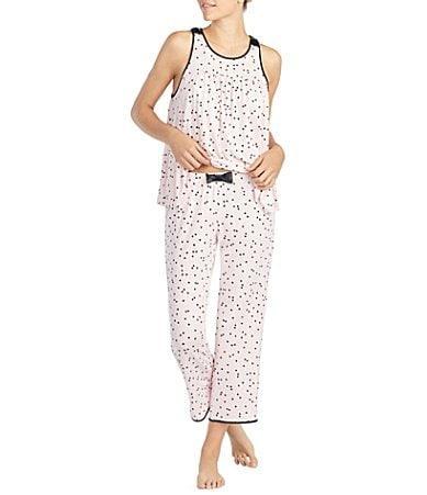 kate spade new york Dot Print Jersey Cropped Coordinating Pajama Set Product Image